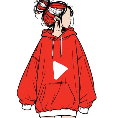 realistic girl with a oversized sweatshirt on and a bun