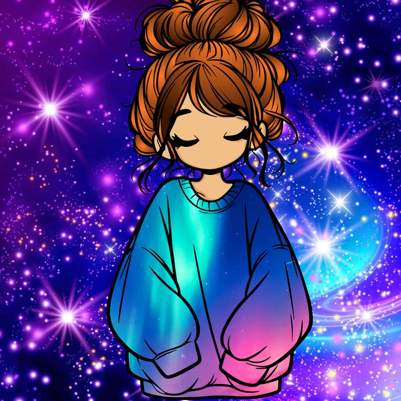 girl with baggy sweatshirt and messy bun