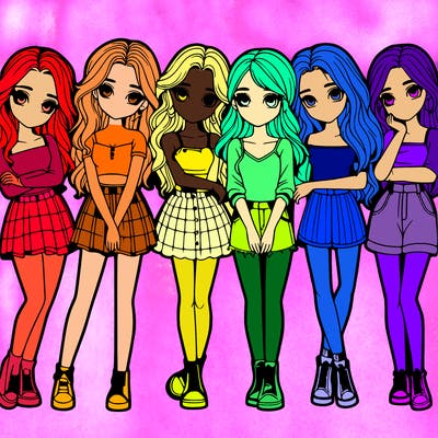 a group of girls realistic