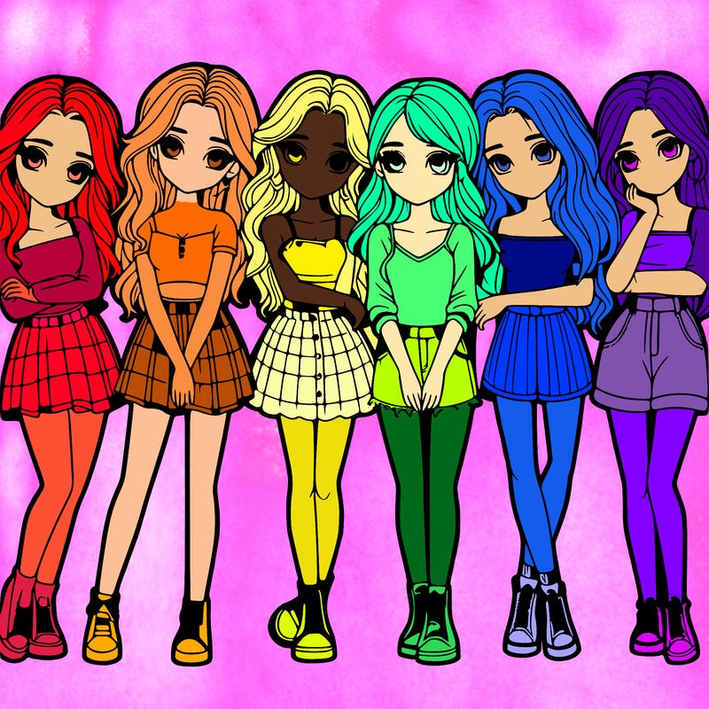 a group of girls realistic