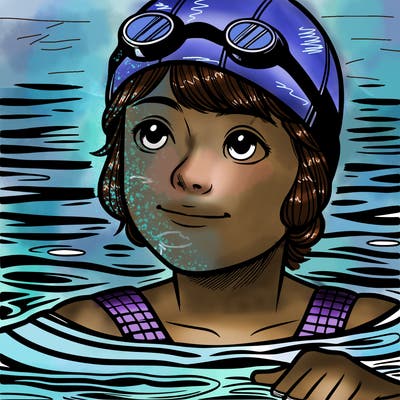 realistic girl swimmer