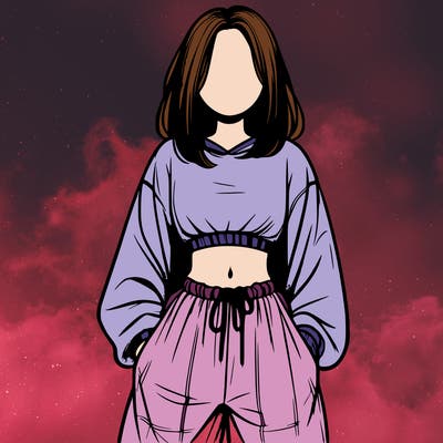 realistic girl faceless with baggy pants and a crop top