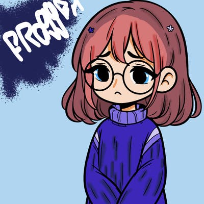 sad girl with glasses in a sweater