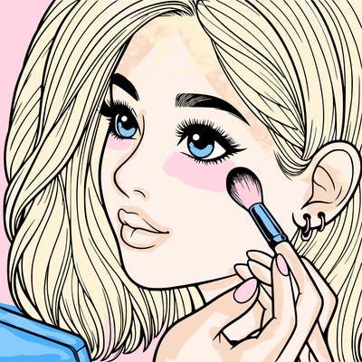 a realistic girl doing her makeup