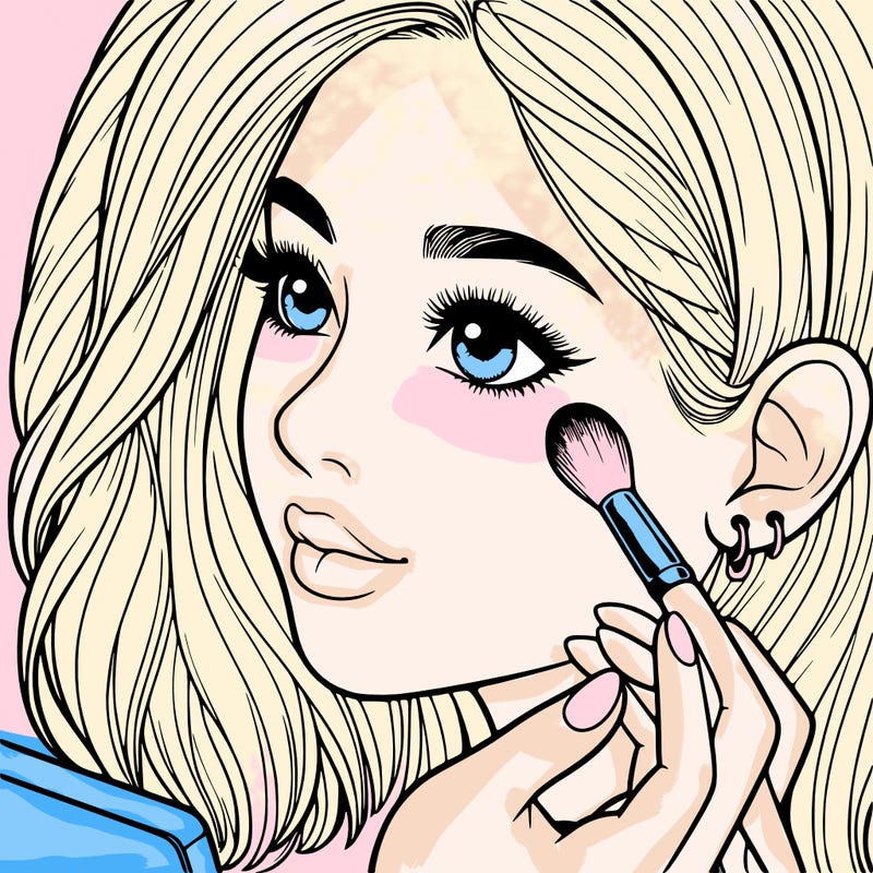 a realistic girl doing her makeup