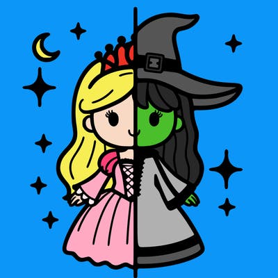 split princess and witch