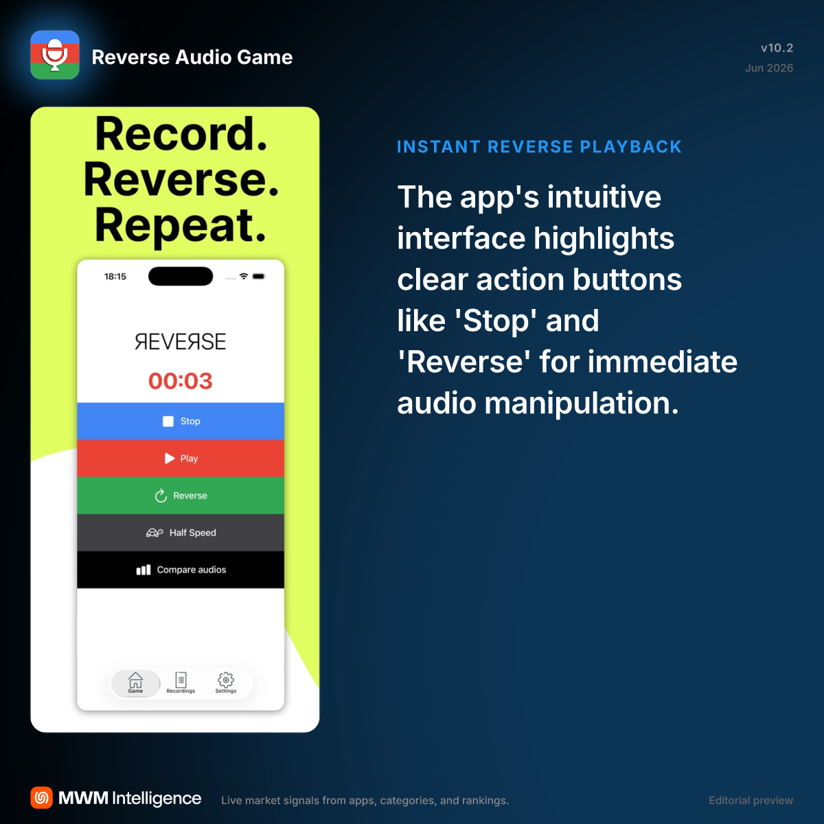 Reverse Audio Game - Games App | MWM