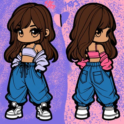 girl in crop top and baggy pants