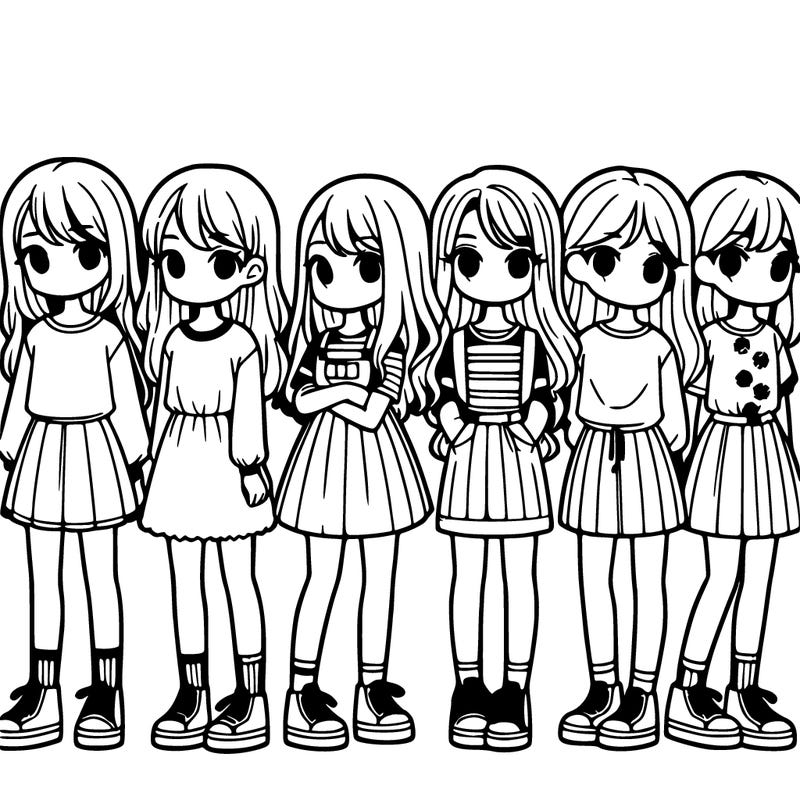 7 girls lined up