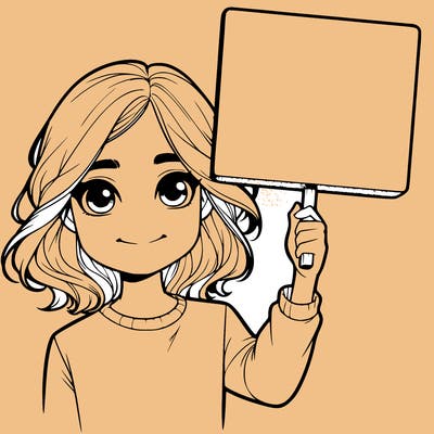 realistic girl holding up a sign