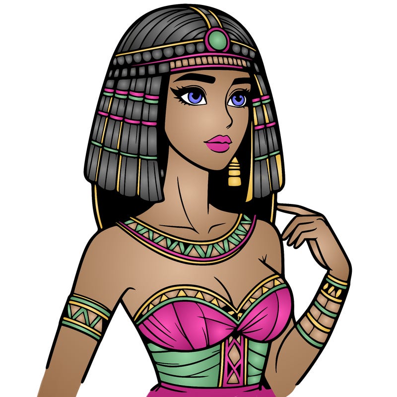 realistic woman wearing a cleopatra costume