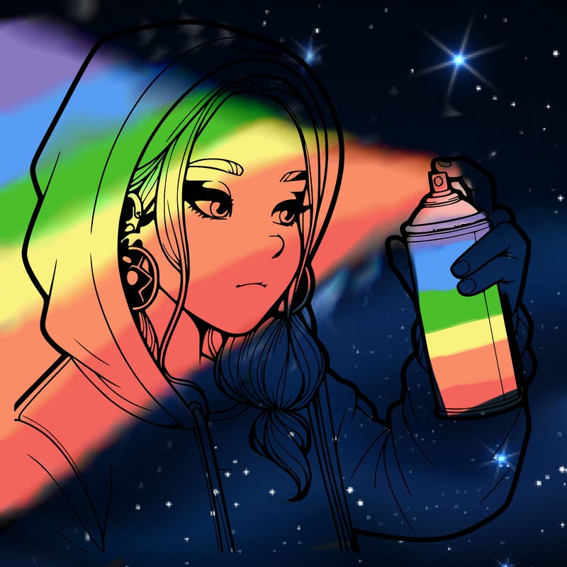 a realistic girl, spray painting