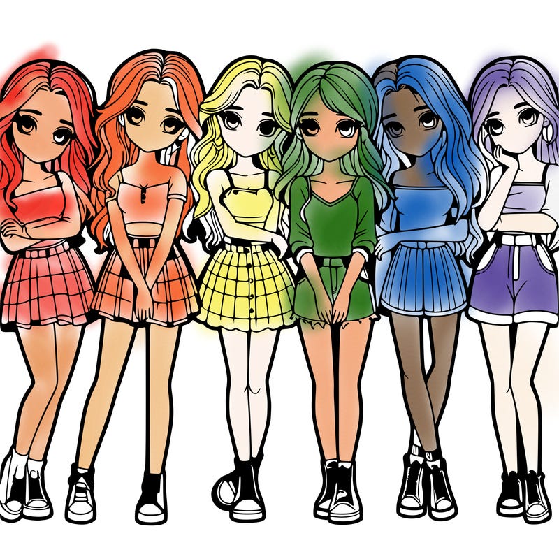 a group of girls realistic