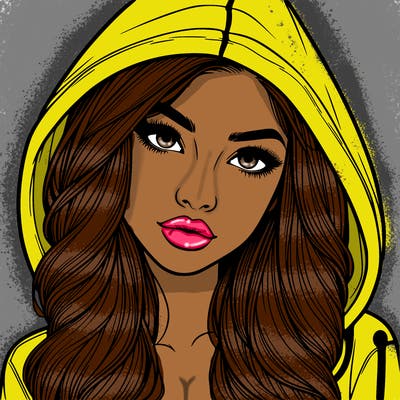 realistic beautiful girl with a hood on