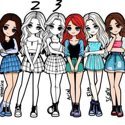 a group of girls realistic