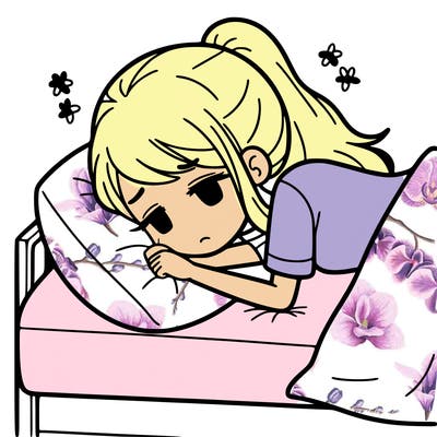 tired girl laying on bed