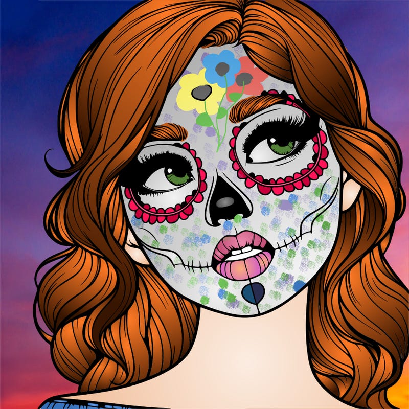realistic girl with skull makeup