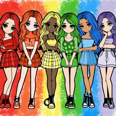 a group of girls realistic