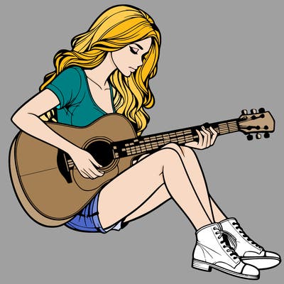 realistic woman play guitar