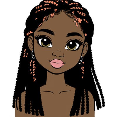 a realistic black girl with braids