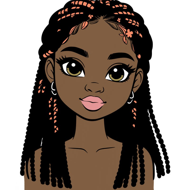 a realistic black girl with braids