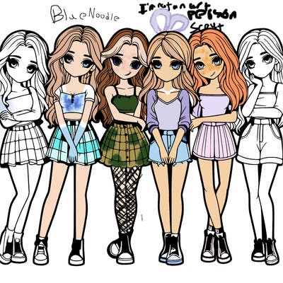 a group of girls realistic