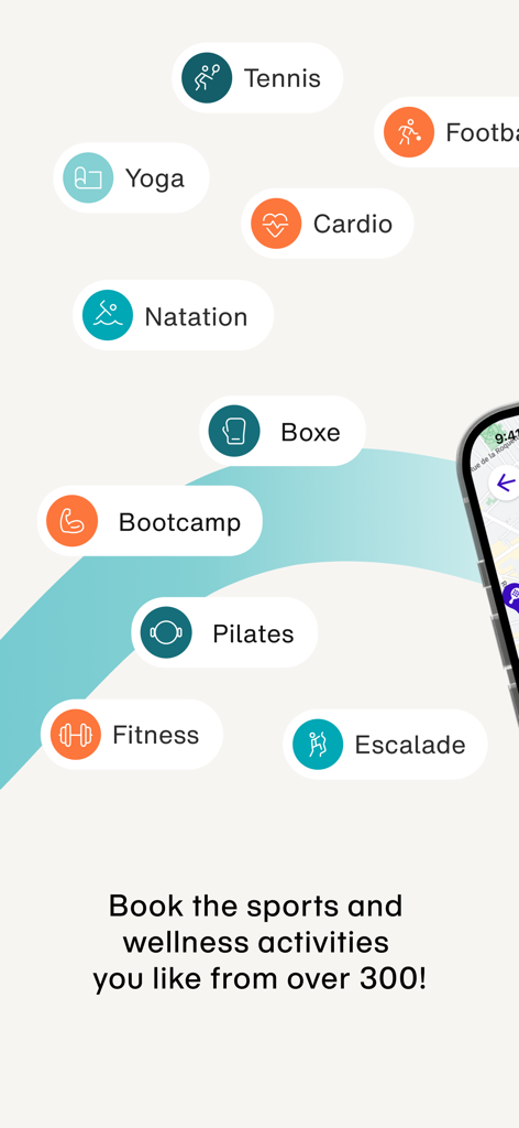 A collection of sports and wellness activities like yoga, pilates, and boxing available on Wellpass app
