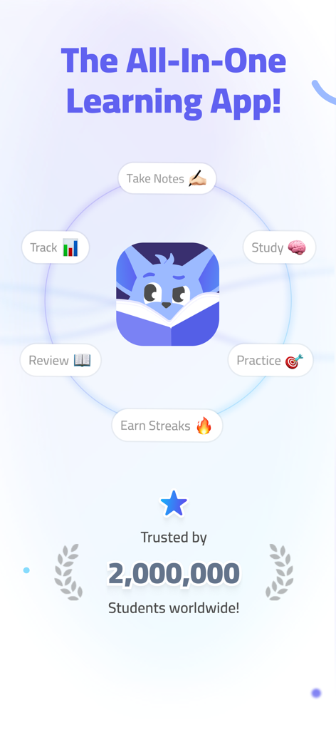 Bites: AI-Powered Studying! - Vista general de la aplicación de estudio impulsada por IA de Bites que muestra funciones como toma de notas y práctica, con la confianza de dos millones de estudiantes en todo el mundo