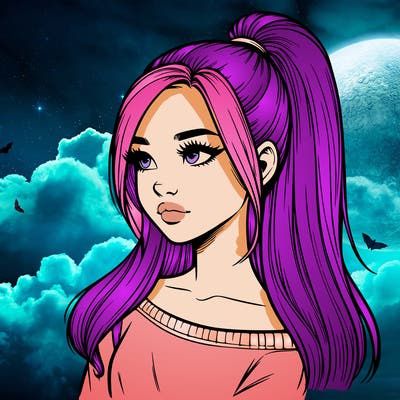 realistic girl with a high ponytail