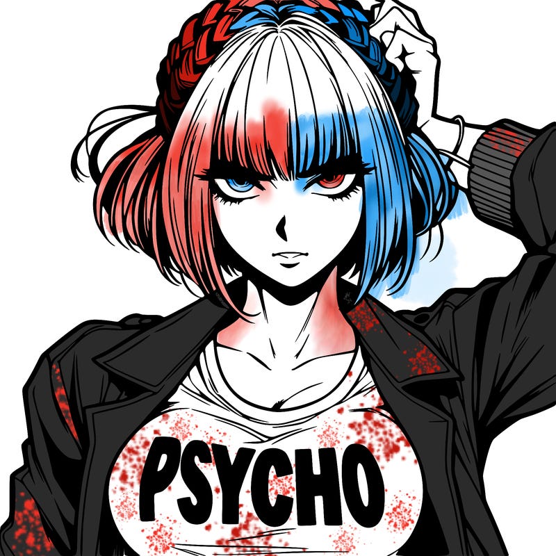 badass, pyscho female manga character