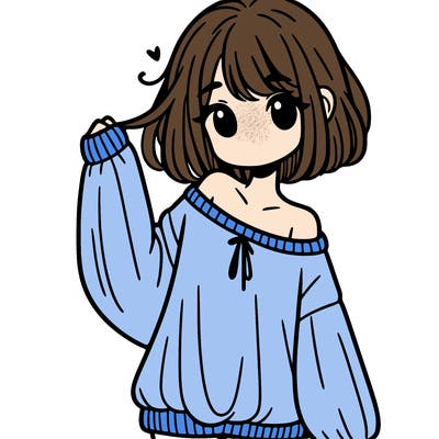 girl in baggy sweater hanging off her shoulder