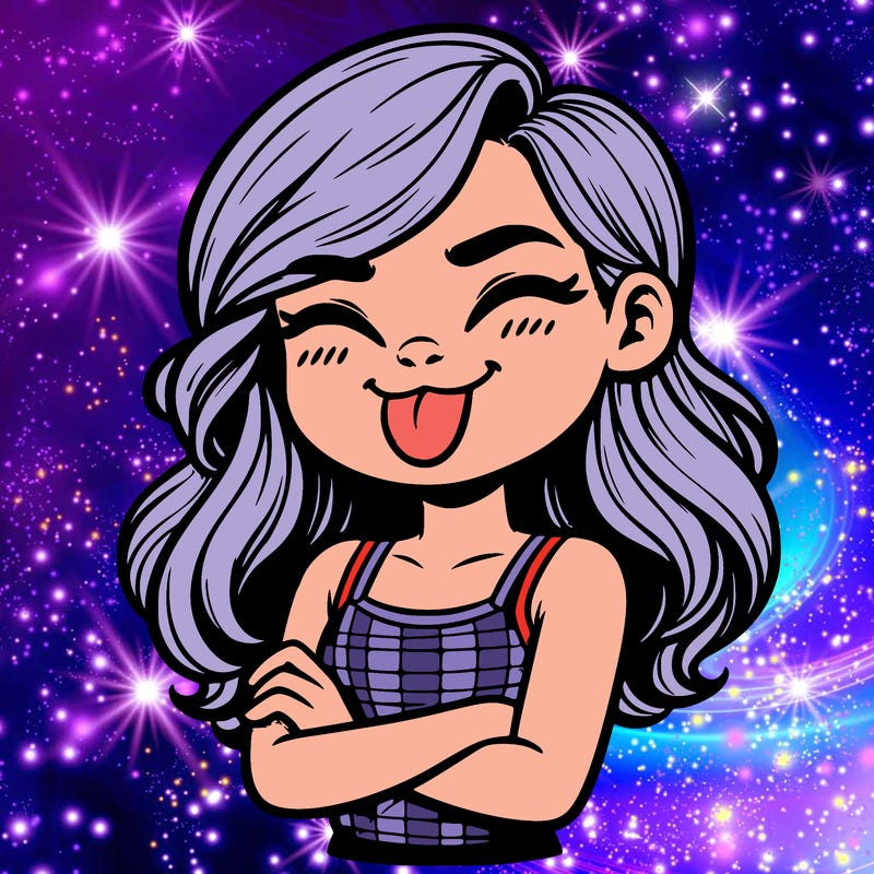 realistic girl crossing her arms and wearing a tank top with her tongue held out she has long hair