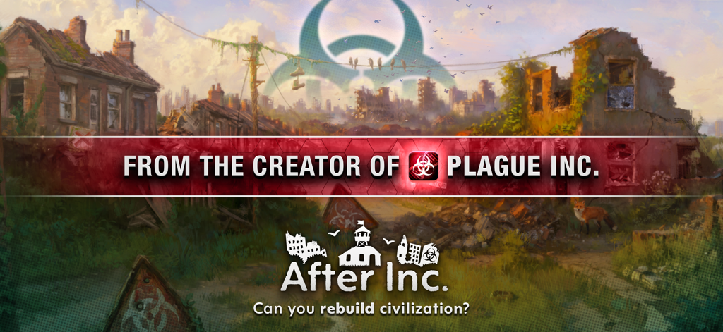 After Inc. - Promotional banner for After Inc featuring post-apocalyptic ruins and the game logo