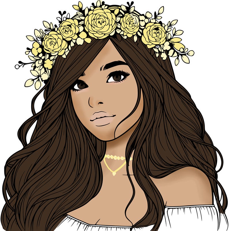realistic girl with flower crown