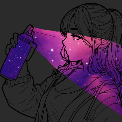 a realistic girl spray, painting