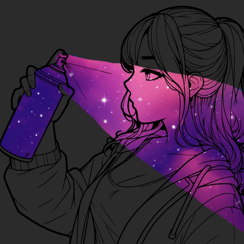 a realistic girl spray, painting