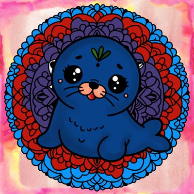 a cute baby seal mandala