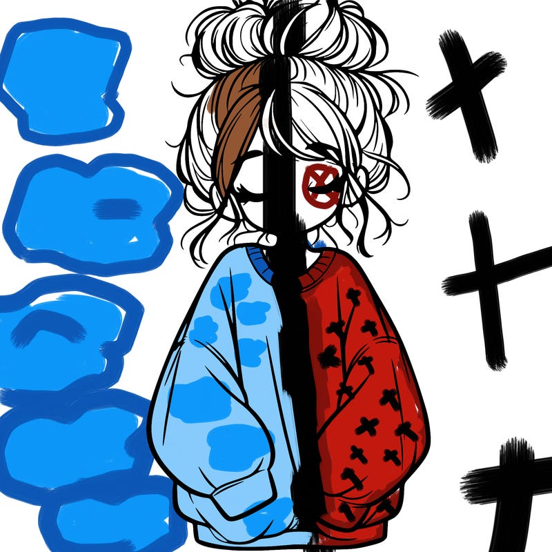 girl with baggy sweatshirt and messy bun