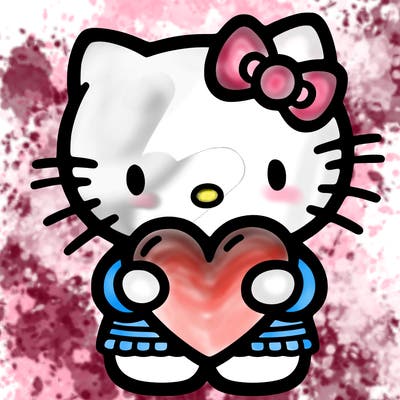 hello kitty holding heart