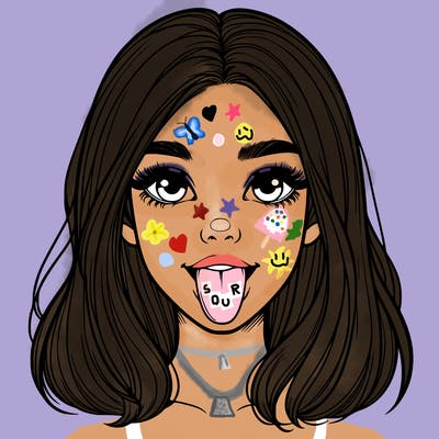 realistic girl with her tongue out