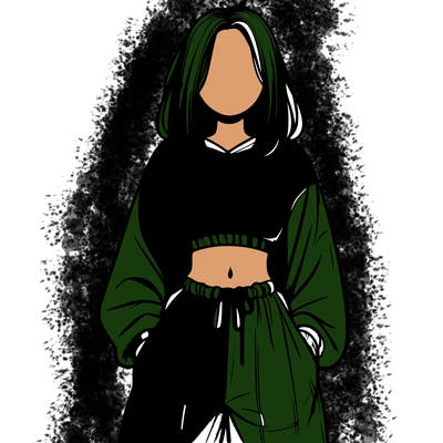 realistic girl faceless with baggy pants and a crop top