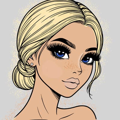 realistic girl with lashes