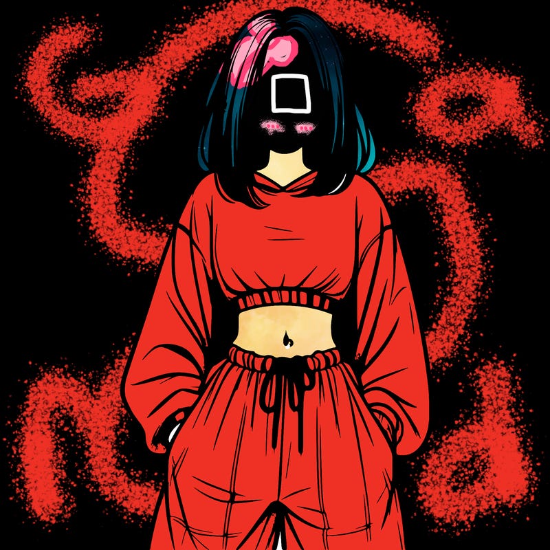 realistic girl faceless with baggy pants and a crop top