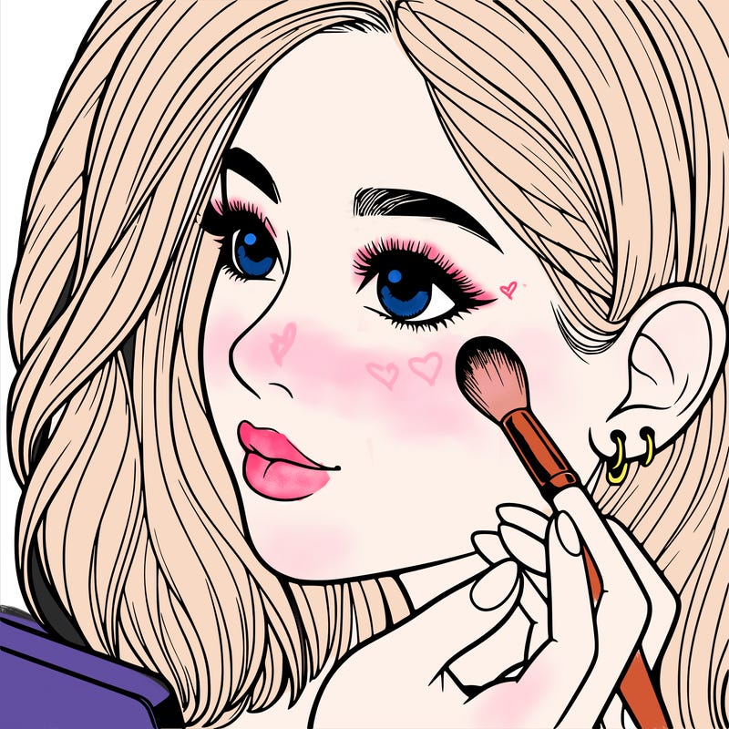 a realistic girl doing her makeup