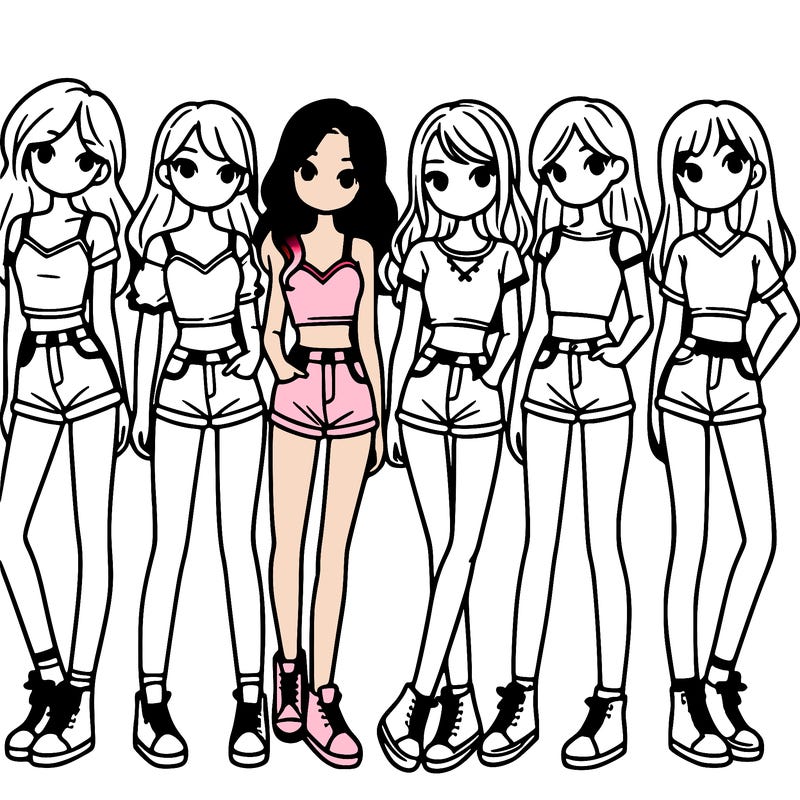 a group of girls wearing crop tops and shorts
