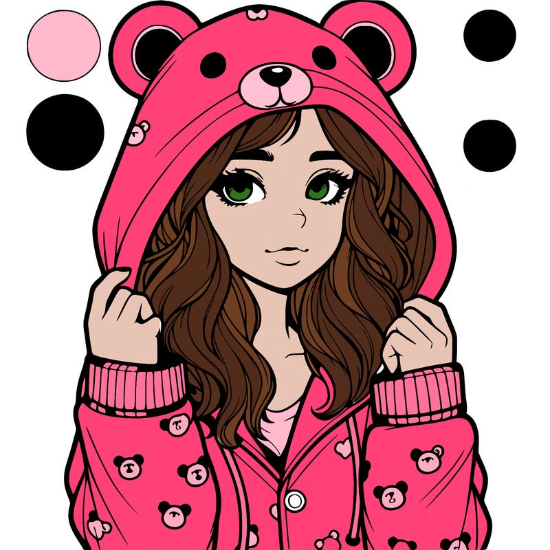 realistic girl in a animal pjs hoodie