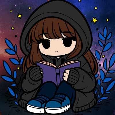 girl in oversized hoodie reading a book