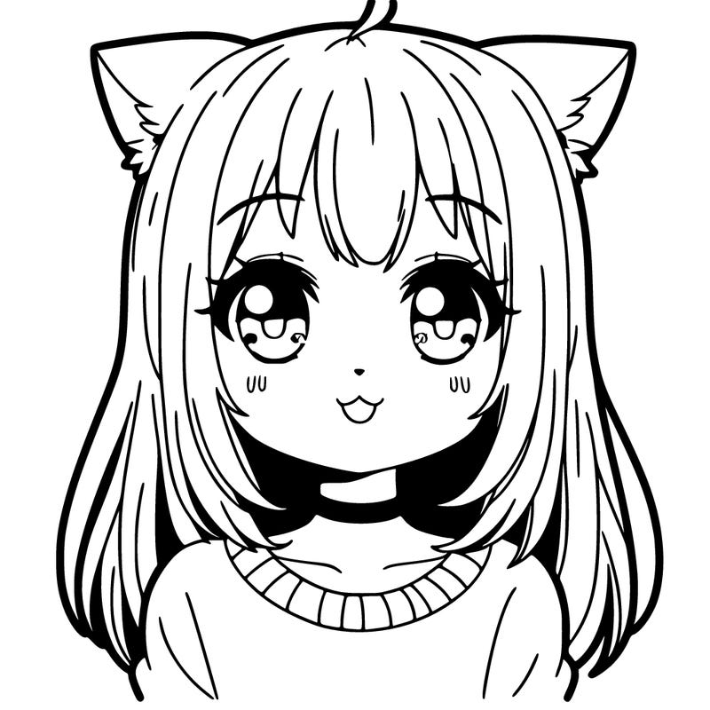 a cute anmie girl with cat ears