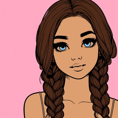 realistic girl with braids