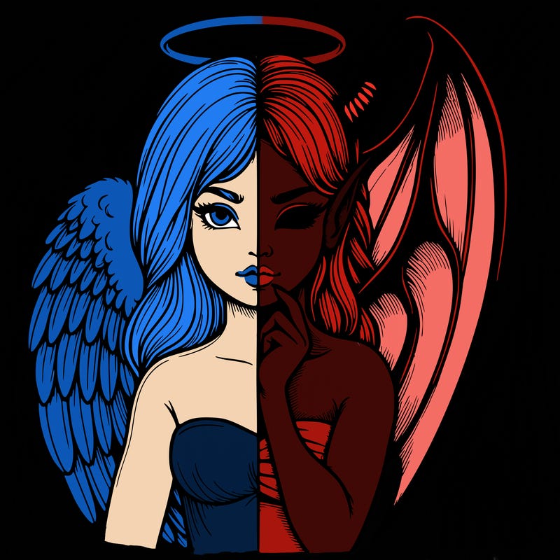 realistic angel half demon